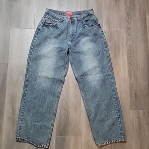 Machine Jeans Co 38x34 Baggy Jnco Style Y2k Hip Hop Skate Fade Distress